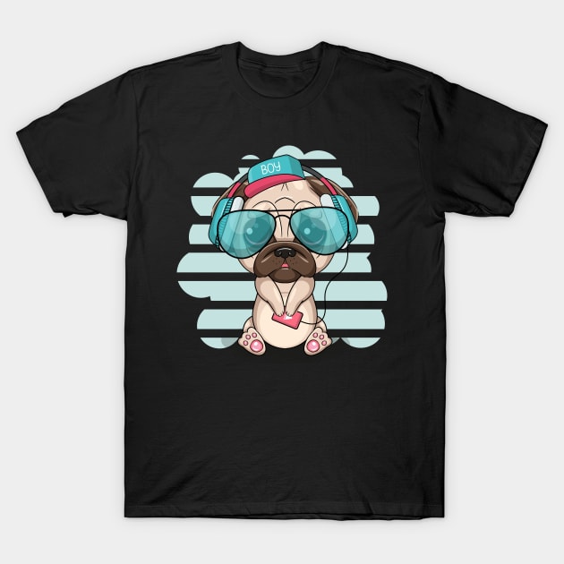 Cute little Pug Dog T-Shirt by Eskitus Fashion